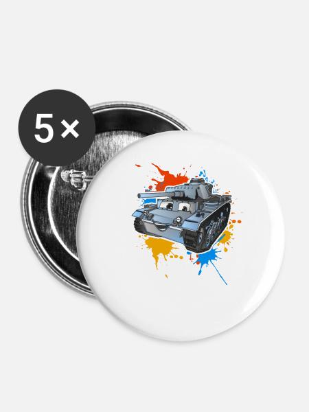 Panzer - Buttons groß 56 mm (5er Pack) - Weiß