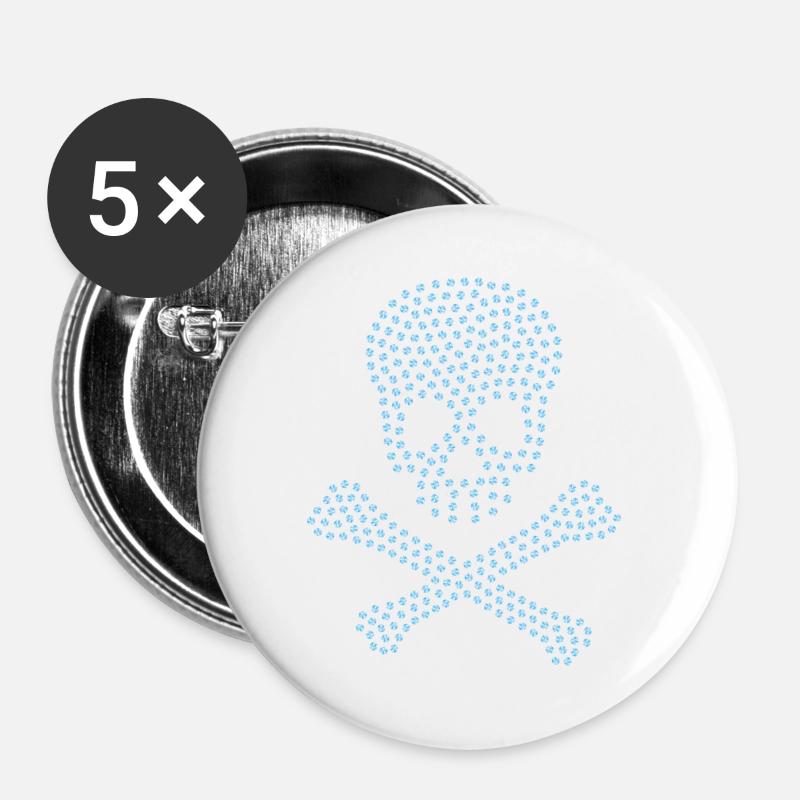 Skull Diamond Blue - Buttons large 2.2''/56 mm (5-pack) - white