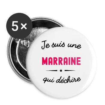 je suis une marraine qui déchire famille - Lot de 5 grands badges (56 mm) - blanc - Devant