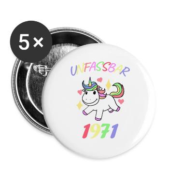 1971 - Jahrgang 1971 - Buttons groß 56 mm (5er Pack) - Weiß - Vorne