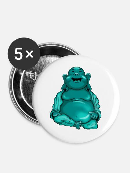 Buddha - Buttons groß 56 mm (5er Pack) - Weiß