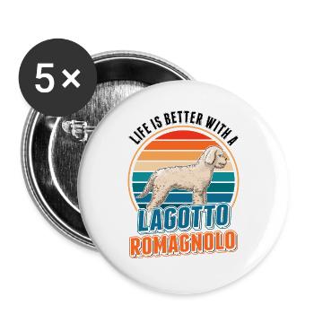 Life is better with a Lagotto Romagnolo Water Dog - Buttons large 2.2''/56 mm (5-pack) - white - Front