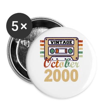 Cadeau du 21e anniversaire octobre 2000 - Lot de 5 grands badges (56 mm) - blanc - Devant