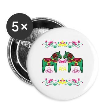 DalaPferd Paar by The Manzanita´s - Buttons groß 56 mm (5er Pack) - Weiß - Vorne