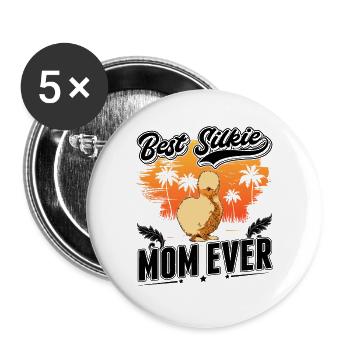 Best Silkie Mom Ever Chicken Silk - Buttons large 2.2''/56 mm (5-pack) - white - Front