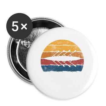 Rudern Ruderer Rudermannschaft - Buttons groß 56 mm (5er Pack) - Weiß - Vorne