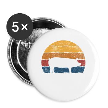 Schwein Hausschwein Bauernhof - Buttons groß 56 mm (5er Pack) - Weiß - Vorne
