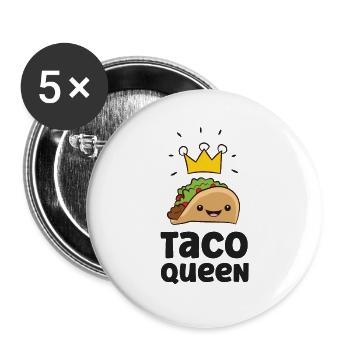 Taco Queen Lustiger Taco - Buttons groß 56 mm (5er Pack) - Weiß - Vorne