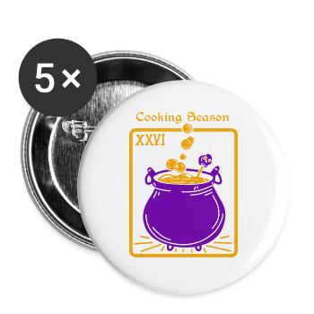 Carte de tarot de sorcellerie du chaudron d’Halloween - Lot de 5 grands badges (56 mm) - blanc - Devant