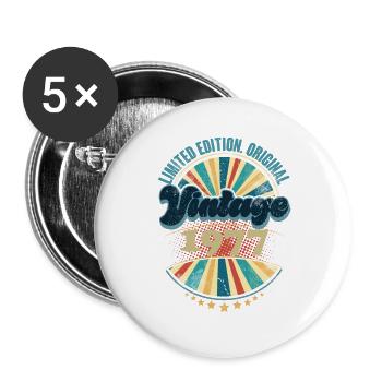 Année de naissance 1977 Anniversaire Vintage - Lot de 5 grands badges (56 mm) - blanc - Devant