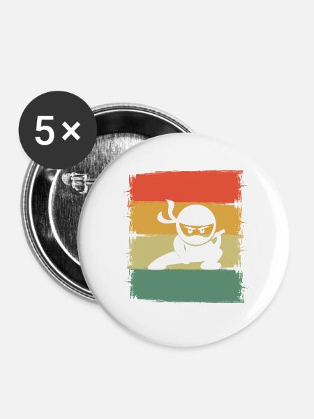 Ninja - Buttons groß 56 mm (5er Pack) - Weiß