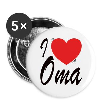 Herz und Oma lieben Typografie Design - Buttons groß 56 mm (5er Pack) - Weiß - Vorne