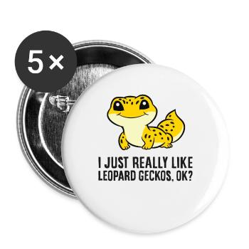 Amateurs de gecko léopard J’aime les geckos léopard - Lot de 5 grands badges (56 mm) - blanc - Devant