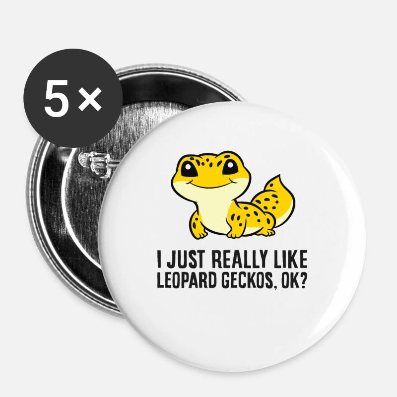 Amateurs de gecko léopard J’aime les geckos léopard - Lot de 5 grands badges (56 mm) - blanc