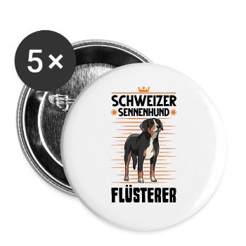 Schweizer Sennenhund Flüsterer - Buttons groß 56 mm (5er Pack) - Weiß - Vorne