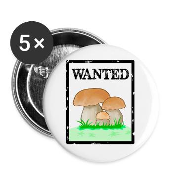 Recherché, cèpes, champignon pour hommes, champignon Röhrling - Lot de 5 grands badges (56 mm) - blanc - Devant
