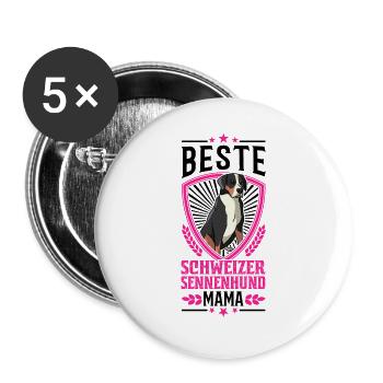 Beste Schweizer Sennenhund Mama - Buttons groß 56 mm (5er Pack) - Weiß - Vorne