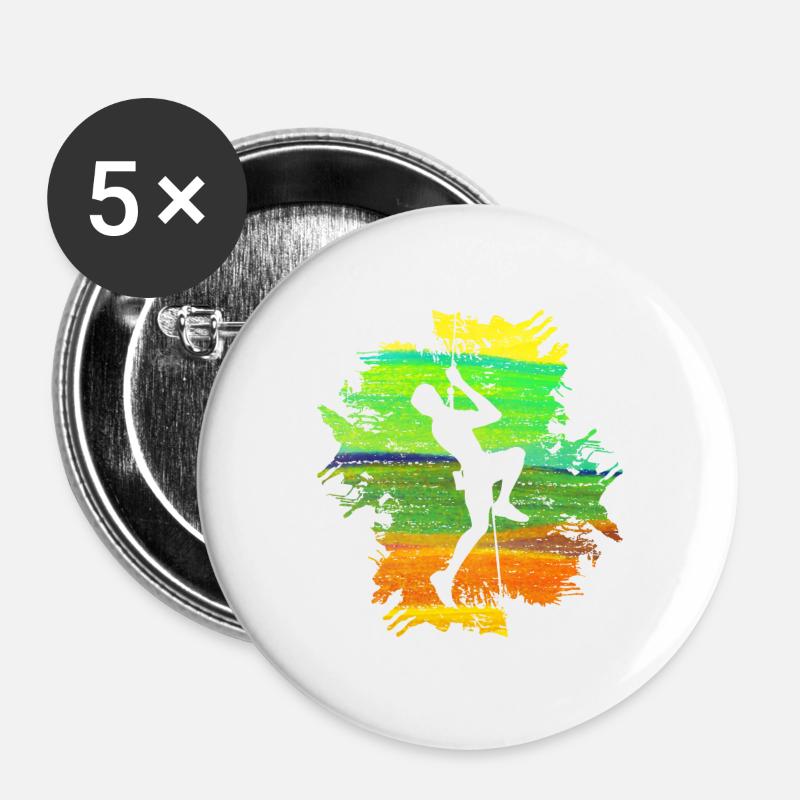 Climb Strong Men's Gift - Buttons large 2.2''/56 mm (5-pack) - white