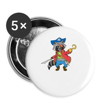 Captain Raccoon - Pirate Raccoon Raccoon - Buttons large 2.2''/56 mm (5-pack) - white - Front