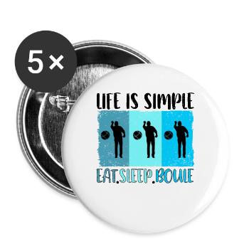 Pétanque de boule Boccia Boules - Lot de 5 grands badges (56 mm) - blanc - Devant