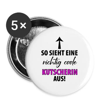 Kutscher Kutsche Pferdekutscher Kutschieren Damen - Buttons groß 56 mm (5er Pack) - Weiß - Vorne
