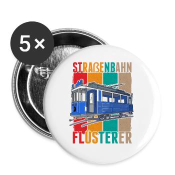 Straßenbahn Flüsterer Straßenbahnfahrer S-Bahn - Buttons groß 56 mm (5er Pack) - Weiß - Vorne