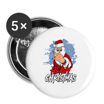 Santa Claus Weihnachtsmann Heavy Metal Weihnachten - Buttons groß 56 mm (5er Pack) - Weiß - Vorne
