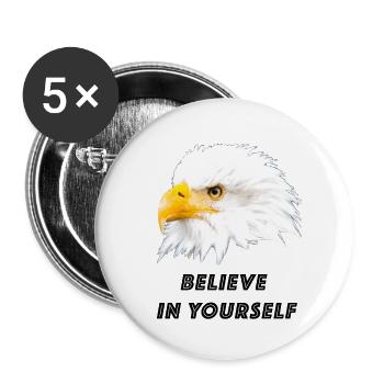 Aigle, crois en toi - Lot de 5 grands badges (56 mm) - blanc - Devant