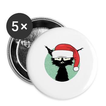 Christmas Christmas Cat Kitten Pajamas - Buttons large 2.2''/56 mm (5-pack) - white - Front