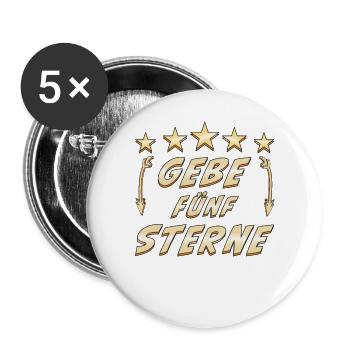 GEBE FÜNF STERNE - Buttons groß 56 mm (5er Pack) - Weiß - Vorne
