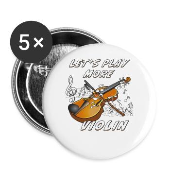 LET'S PLAY MORE VIOLIN - Buttons groß 56 mm (5er Pack) - Weiß - Vorne