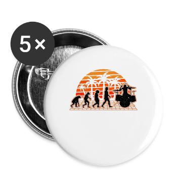 Schlagzeug Evolution Sunset Drummer Schlagzeuger - Buttons groß 56 mm (5er Pack) - Weiß - Vorne