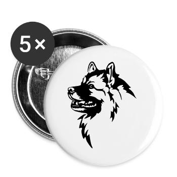 Tête de Wolfsspitz - Lot de 5 grands badges (56 mm) - blanc - Devant