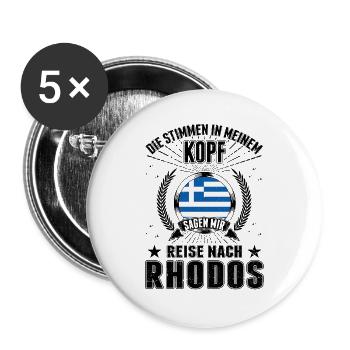 Griechenland Urlaub Stimmen Rhodos Kreta Reise - Buttons groß 56 mm (5er Pack) - Weiß - Vorne