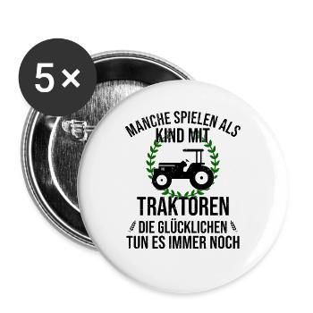 Farmer Farmer Tractor Tractor Happy Childhood - Buttons large 2.2''/56 mm (5-pack) - white - Front