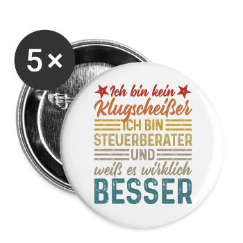 kein Klugscheißer lustige Sprüche Steuerberater - Buttons groß 56 mm (5er Pack) - Weiß - Vorne