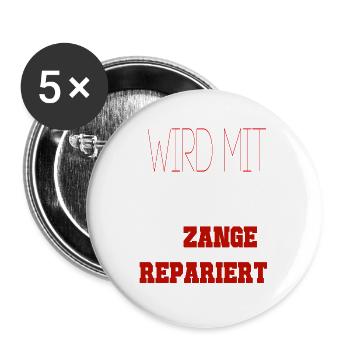 Wird mit hammer und zange repariert Ural Beiwagen - Buttons groß 56 mm (5er Pack) - Weiß - Vorne