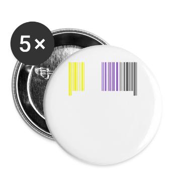 Nonbinary | Non-Binary Pride Barcode Flag - Buttons large 2.2''/56 mm (5-pack) - white - Front