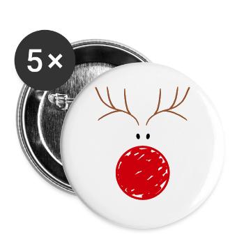 Reindeer Red Nose Gift Funny Christmas - Buttons large 2.2''/56 mm (5-pack) - white - Front