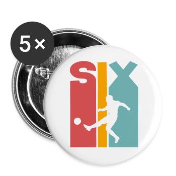 6 ans football enfants 6ème anniversaire - Lot de 5 grands badges (56 mm) - blanc - Devant