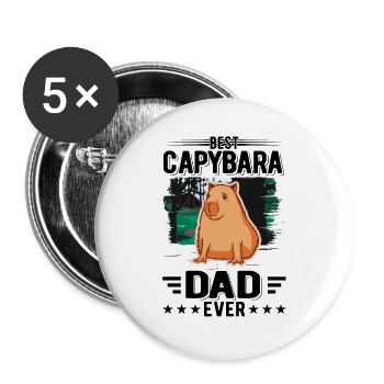 Meilleur capybara papa Ever Wasserschwein - Lot de 5 grands badges (56 mm) - blanc - Devant