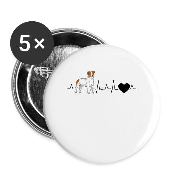 Parson Russell Terrier Heartbeat - Buttons large 2.2''/56 mm (5-pack) - white - Front