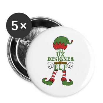 The UX Designer Elf Christmas Family Outfit - Buttons large 2.2''/56 mm (5-pack) - white - Front