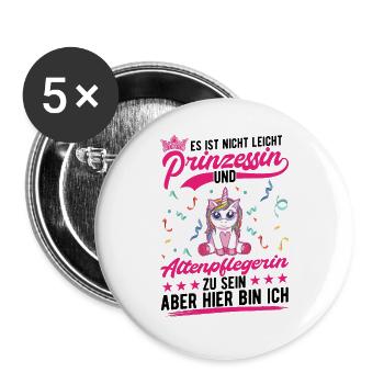 Altenpflegerin Prinzessin Altenpflege Pflegekraft - Buttons groß 56 mm (5er Pack) - Weiß - Vorne