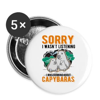 Capybara Wasserschwein Capibara - Buttons groß 56 mm (5er Pack) - Weiß - Vorne