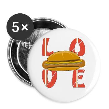 AMOUR BRATWURST - Lot de 5 grands badges (56 mm) - blanc - Devant