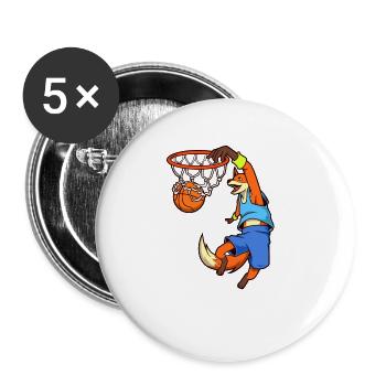 Comic Fuchs plays basketball - Buttons large 2.2''/56 mm (5-pack) - white - Front