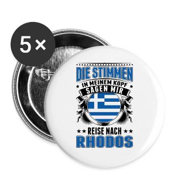 Griechenland Stimmen Urlaub Rhodos Kreta Greece - Buttons groß 56 mm (5er Pack) - Weiß - Vorne