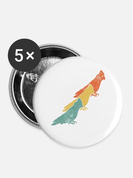 Nymphensittiche Vogel - Buttons groß 56 mm (5er Pack) - Weiß