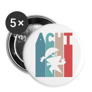 8 Jahre Ninja 8. Geburtstag - Buttons groß 56 mm (5er Pack) - Weiß - Vorne